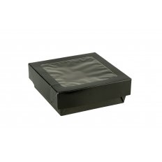 BS* Pudełko pap. TAKEAWAY CZARNE 100x100x40mm 350ml + wieczko z oknem 25szt. |4| BS* Pudełko pap. TAKEAWAY CZARNE 100x100x40mm 350ml + wieczko z oknem 25szt. |4|