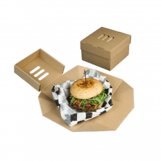 BS Pojemnik tekturowy BURGER XL rozkładany 13x13x10cm brązowy 100szt. BS Pojemnik tekturowy BURGER XL rozkładany 13x13x10cm brązowy 100szt.