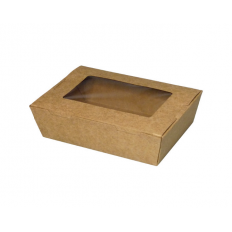 BIO Pojemnik papierowy KRAFT z okienkiem 200x140x60mm (50szt) BIO Pojemnik papierowy KRAFT z okienkiem 200x140x60mm (50szt)