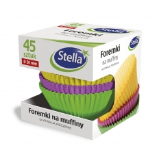 Foremki na muffiny kolorowe 45 szt. box STELLA Foremki na muffiny kolorowe 45 szt. box STELLA