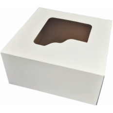 Pudełko cukiernicze tekturowe na muffiny 180x180x90mm biało-brązowe z oknem 50szt. [HR]