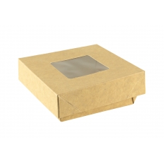 A* Pudełko pap. TAKEAWAY 100x100x40mm kraft 400ml + wieczko z oknem 50szt. |6| A* Pudełko pap. TAKEAWAY 100x100x40mm kraft 400ml + wieczko z oknem 50szt. |6|