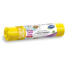 Worki do segregacji odpadów żółte PLASTIKOWYCH z taśmą LDPE 120L 5szt. STELLA Worki do segregacji odpadów żółte PLASTIKOWYCH z taśmą LDPE 120L 5szt. STELLA